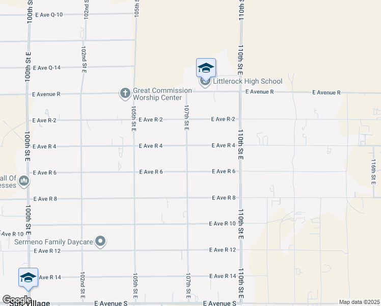 map of restaurants, bars, coffee shops, grocery stores, and more near 10657 East Avenue R 4 in Littlerock