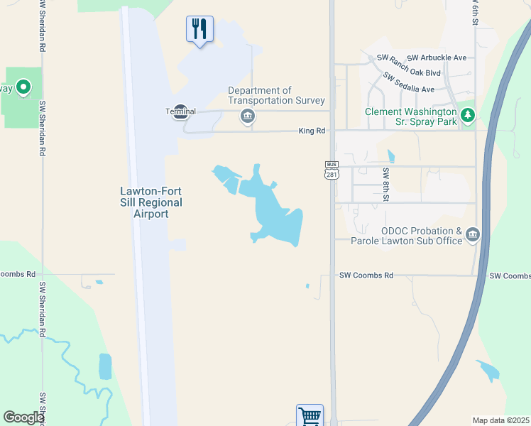 map of restaurants, bars, coffee shops, grocery stores, and more near in Lawton