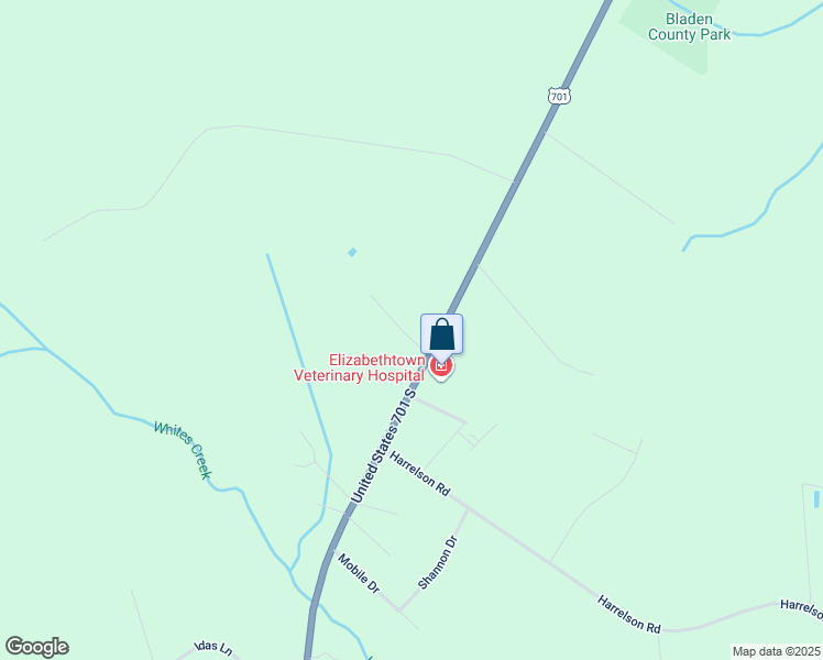 map of restaurants, bars, coffee shops, grocery stores, and more near 52 Harris Road in Clarkton