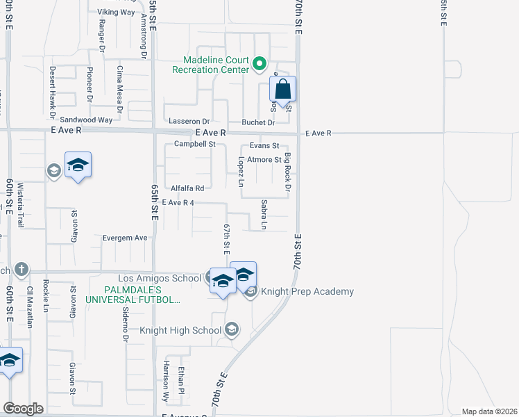 map of restaurants, bars, coffee shops, grocery stores, and more near 37757 Sabra Lane in Palmdale