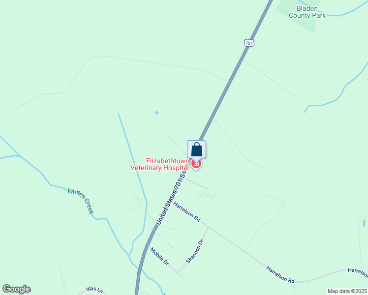 map of restaurants, bars, coffee shops, grocery stores, and more near 52 Harris Road in Clarkton