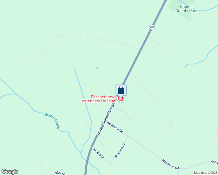 map of restaurants, bars, coffee shops, grocery stores, and more near Harris Road in Bladen County