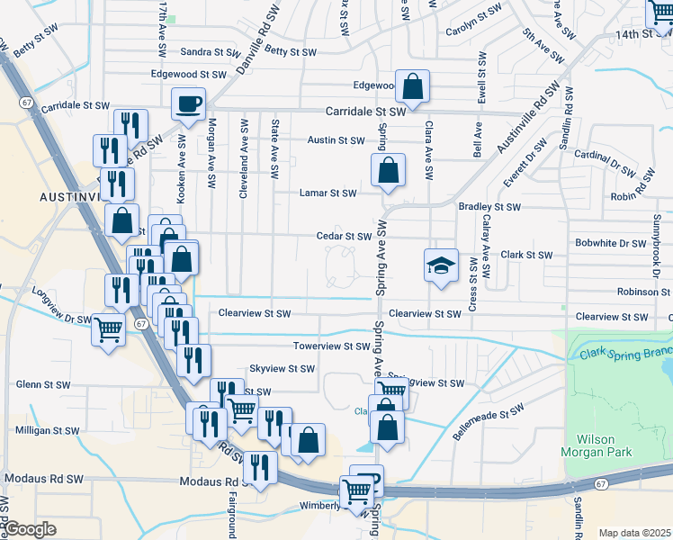 map of restaurants, bars, coffee shops, grocery stores, and more near 915 Tracey Lane in Decatur