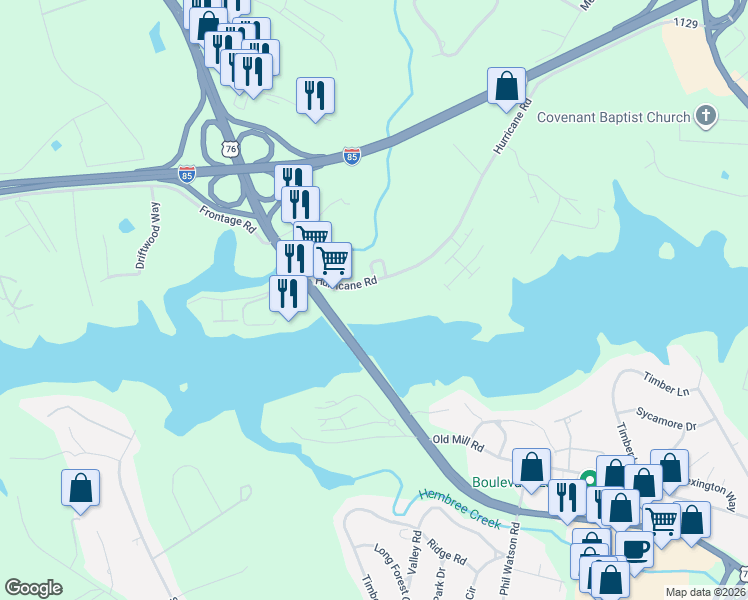 map of restaurants, bars, coffee shops, grocery stores, and more near 232 Lookover Drive in Anderson