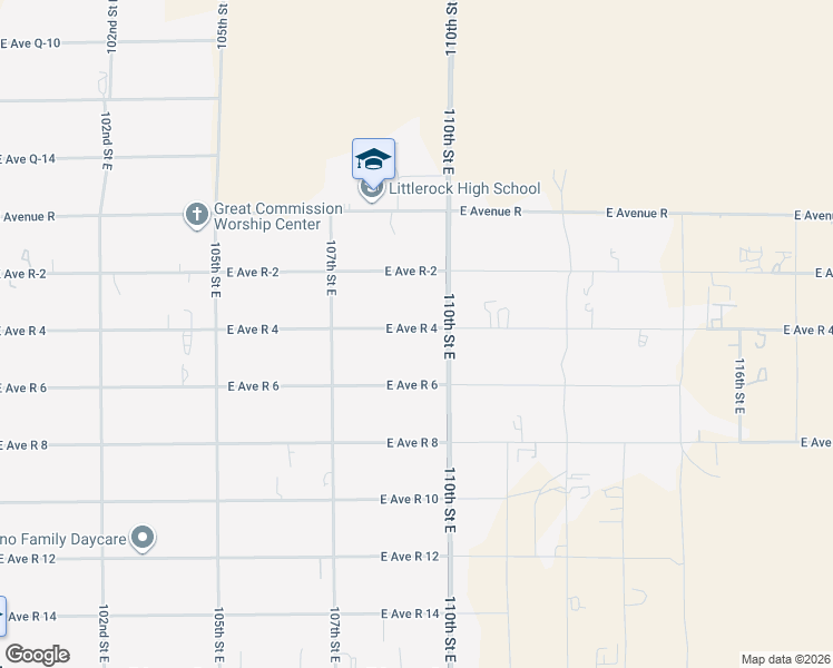 map of restaurants, bars, coffee shops, grocery stores, and more near 10811 East Avenue R 4 in Littlerock