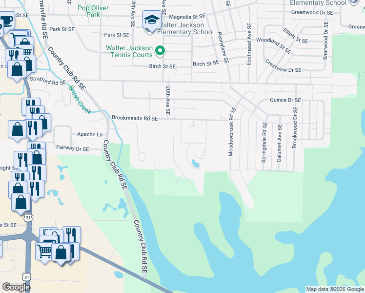 map of restaurants, bars, coffee shops, grocery stores, and more near 2005 Brookmanor Drive Southeast in Decatur