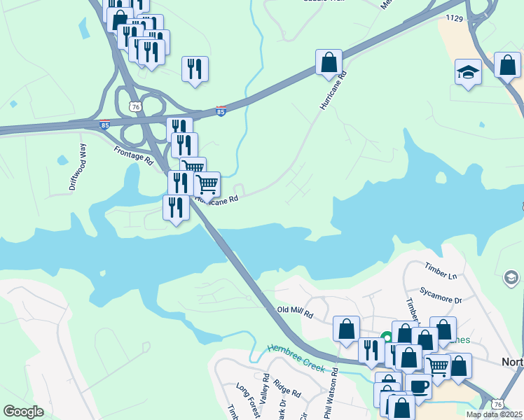 map of restaurants, bars, coffee shops, grocery stores, and more near 414 Lookover Drive in Anderson