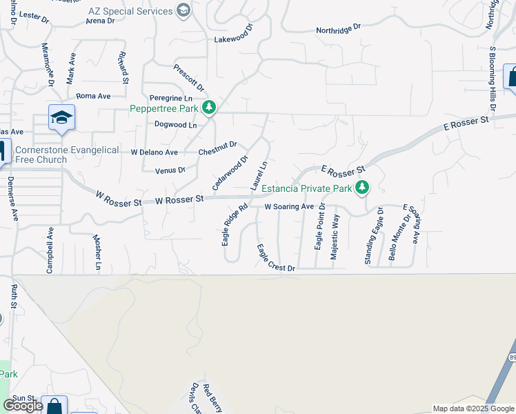 map of restaurants, bars, coffee shops, grocery stores, and more near 198 West Soaring Avenue in Prescott