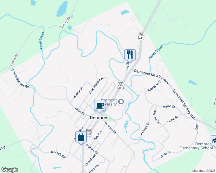 map of restaurants, bars, coffee shops, grocery stores, and more near 422 North Hazel Avenue in Demorest