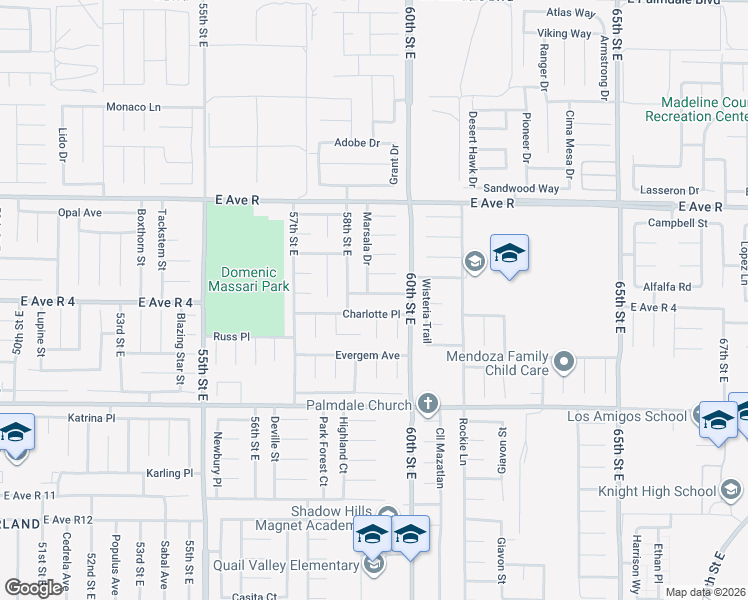 map of restaurants, bars, coffee shops, grocery stores, and more near 5834 Monterey Pl in Palmdale