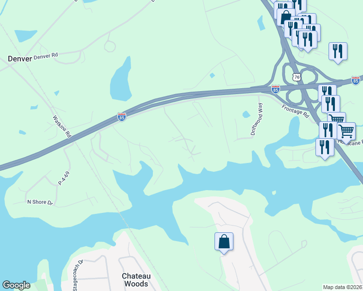 map of restaurants, bars, coffee shops, grocery stores, and more near 105 Captains Way in Anderson