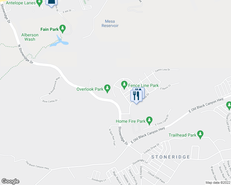 map of restaurants, bars, coffee shops, grocery stores, and more near 6895 Lynx Wagon Road in Prescott Valley