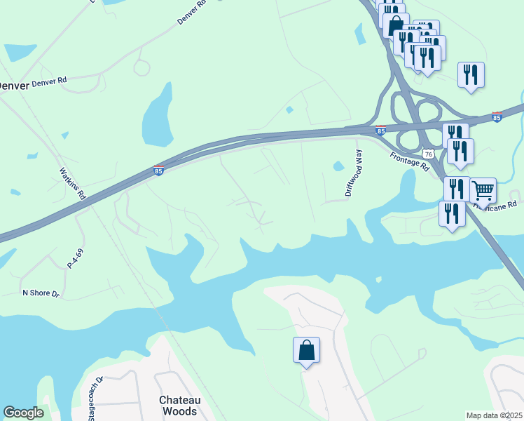 map of restaurants, bars, coffee shops, grocery stores, and more near 2116 Portside Way in Anderson