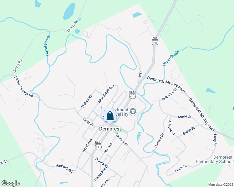 map of restaurants, bars, coffee shops, grocery stores, and more near 362 Blue Ridge Avenue in Demorest