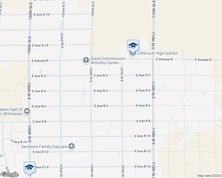 map of restaurants, bars, coffee shops, grocery stores, and more near 10619 East Avenue R 4 in Littlerock