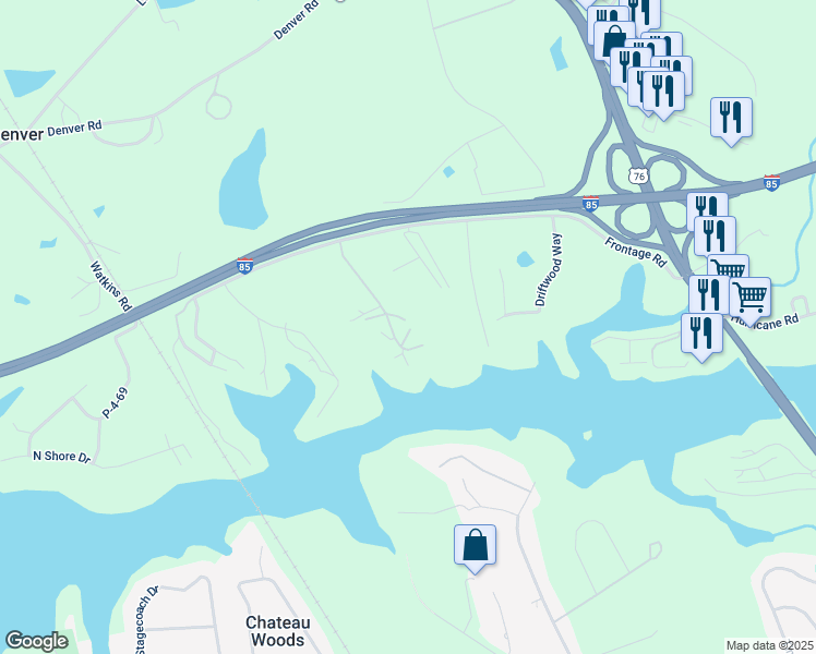map of restaurants, bars, coffee shops, grocery stores, and more near 2116 Portside Way in Anderson
