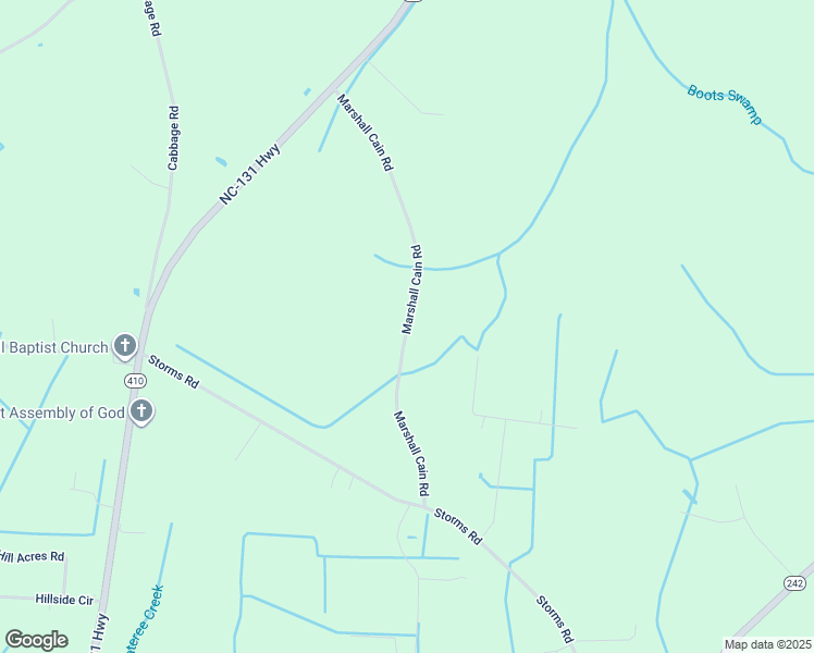 map of restaurants, bars, coffee shops, grocery stores, and more near Marshall Cain Road in Bladen County