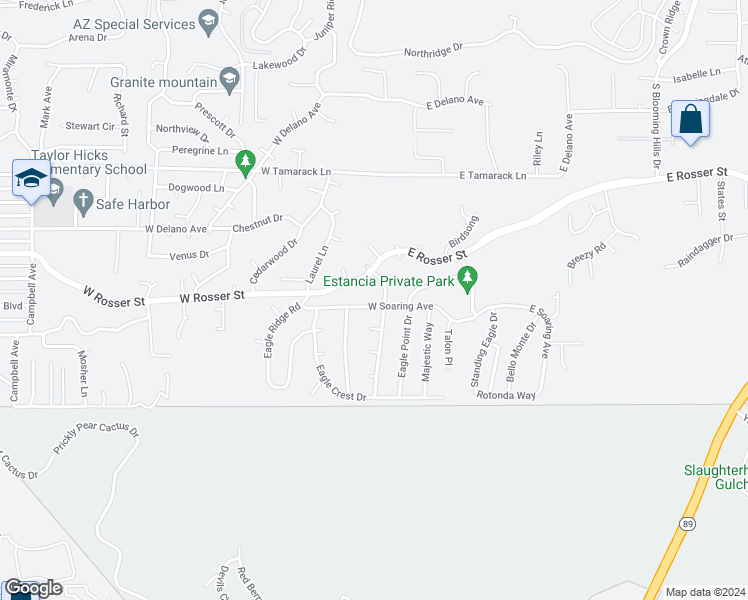 map of restaurants, bars, coffee shops, grocery stores, and more near 184 West Soaring Avenue in Prescott