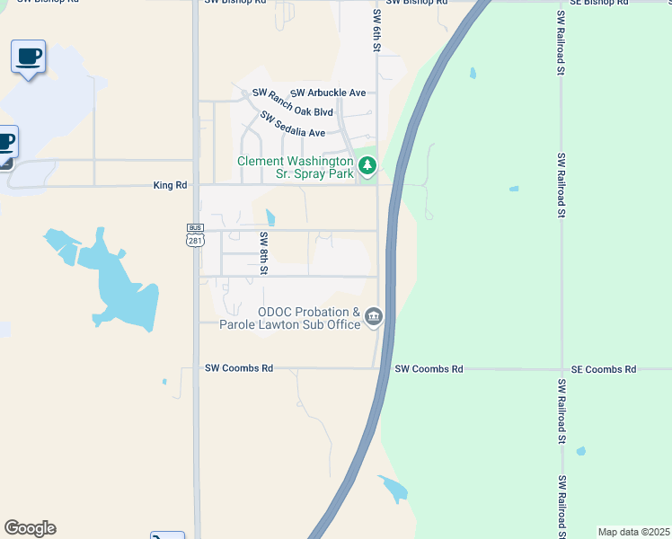 map of restaurants, bars, coffee shops, grocery stores, and more near 621 Southwest Magnolia Avenue in Lawton