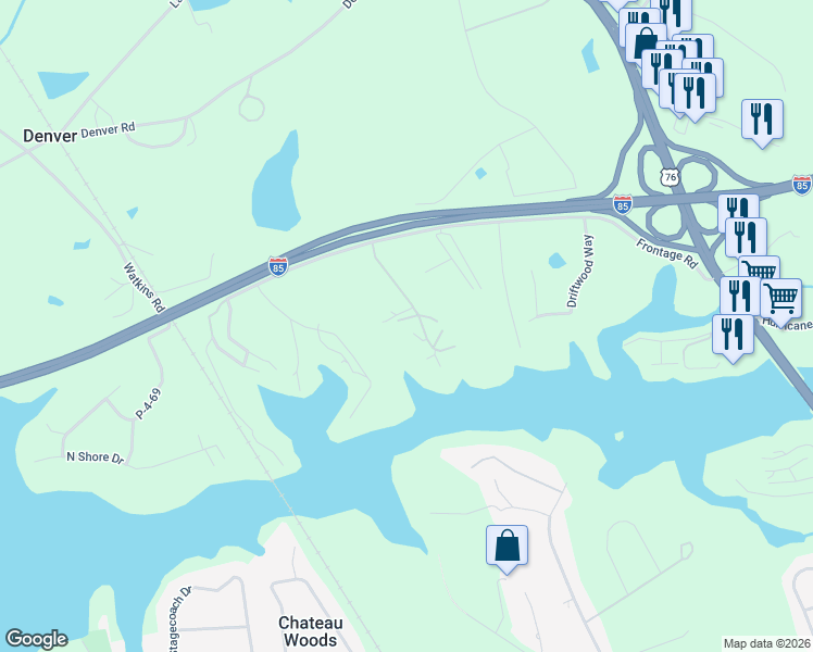 map of restaurants, bars, coffee shops, grocery stores, and more near 105 Captains Way in Anderson