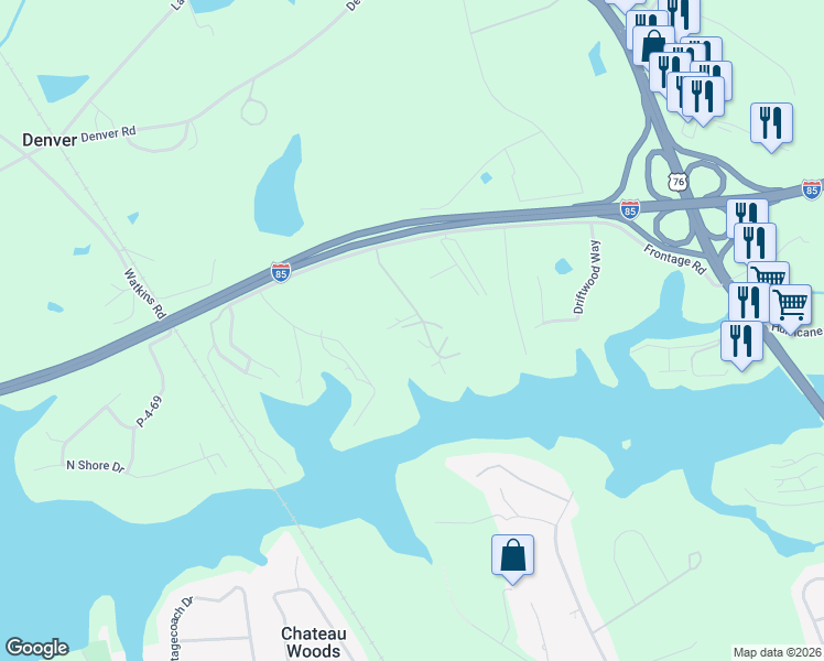 map of restaurants, bars, coffee shops, grocery stores, and more near 105 Captains Way in Anderson