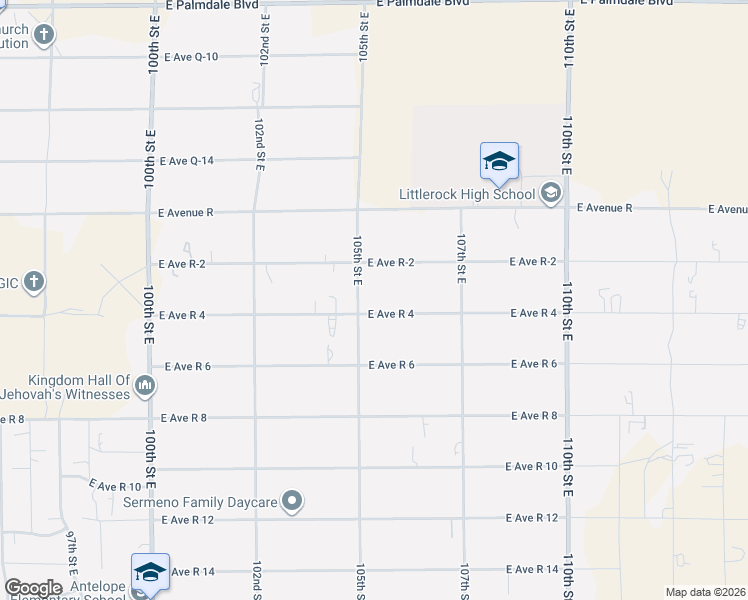 map of restaurants, bars, coffee shops, grocery stores, and more near 10519 East Avenue R 4 in Littlerock