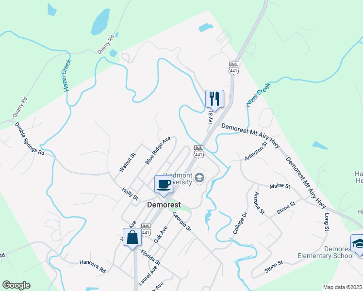 map of restaurants, bars, coffee shops, grocery stores, and more near 422 North Hazel Avenue in Demorest
