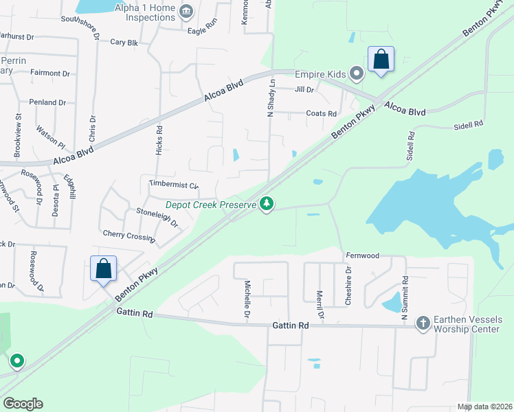 map of restaurants, bars, coffee shops, grocery stores, and more near 3086 Sidell Road in Benton