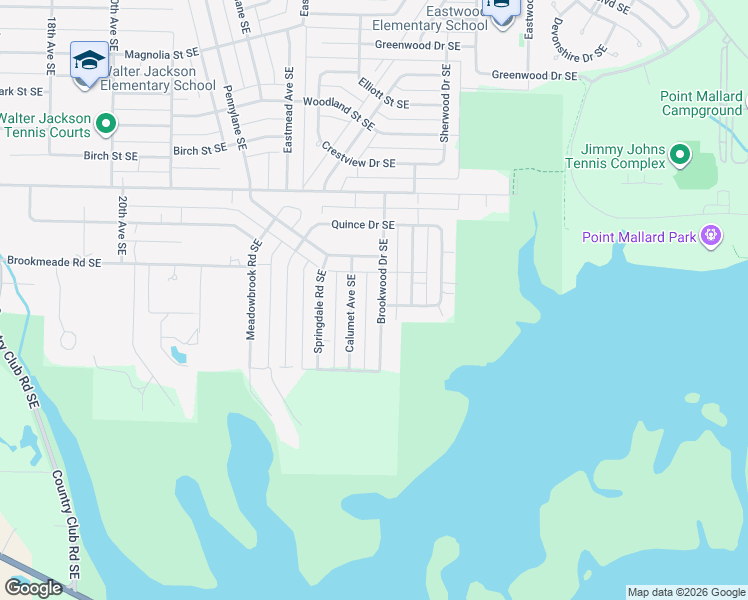 map of restaurants, bars, coffee shops, grocery stores, and more near 2311 Brookwood Drive Southeast in Decatur