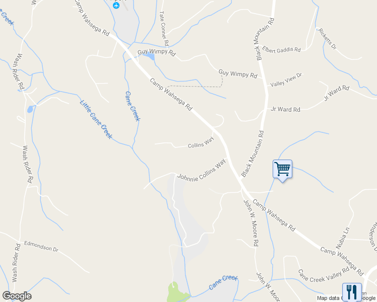 map of restaurants, bars, coffee shops, grocery stores, and more near 155 Collins Way in Dahlonega