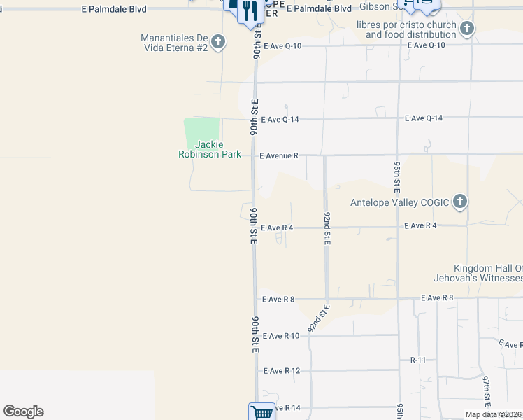 map of restaurants, bars, coffee shops, grocery stores, and more near 9025 East Avenue R 4 in Littlerock