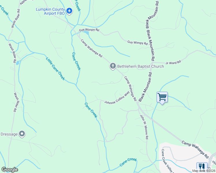 map of restaurants, bars, coffee shops, grocery stores, and more near 155 Collins Way in Dahlonega