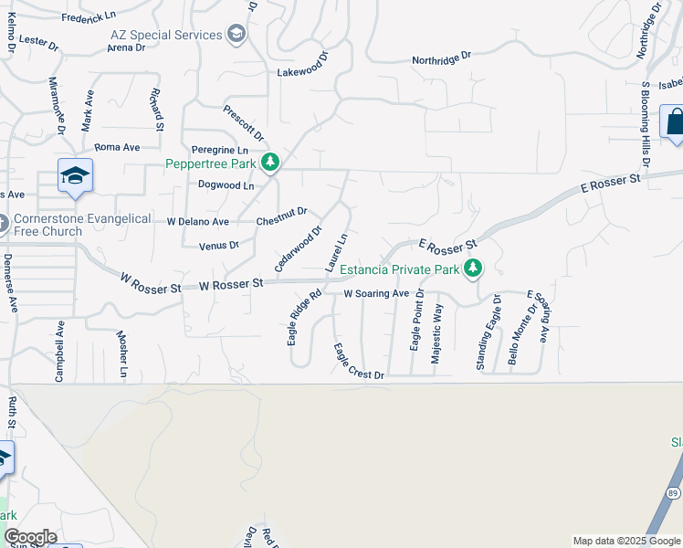 map of restaurants, bars, coffee shops, grocery stores, and more near 168-198 Soaring Ave in Prescott