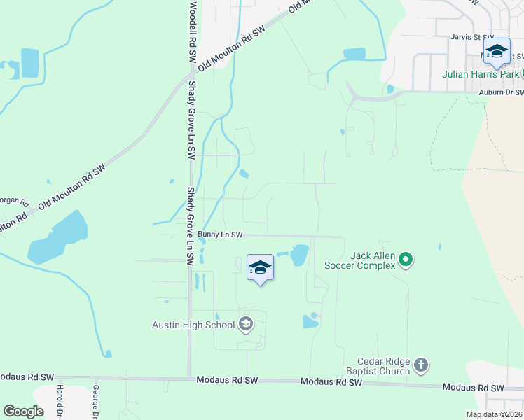 map of restaurants, bars, coffee shops, grocery stores, and more near 2303 Amberly Lane Southwest in Decatur