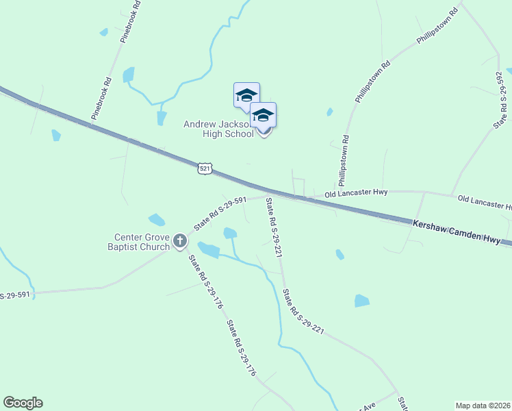 map of restaurants, bars, coffee shops, grocery stores, and more near 6174 State Road S-29-591 in Kershaw