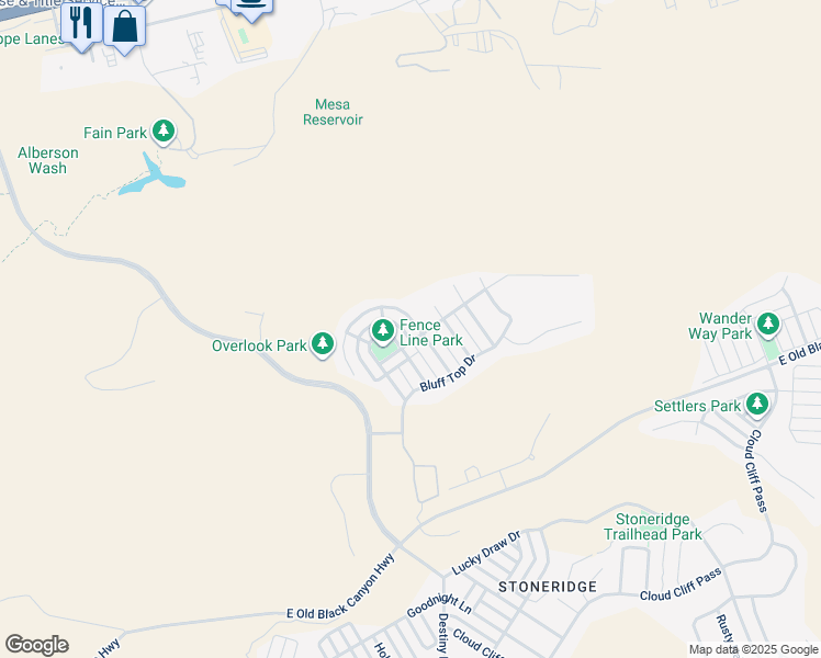 map of restaurants, bars, coffee shops, grocery stores, and more near 7031 Lynx Wagon Road in Prescott Valley