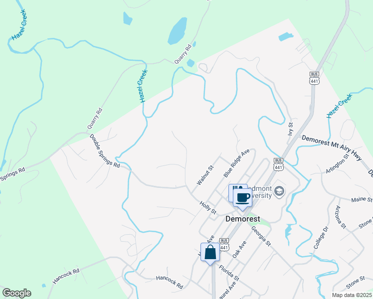 map of restaurants, bars, coffee shops, grocery stores, and more near in Habersham