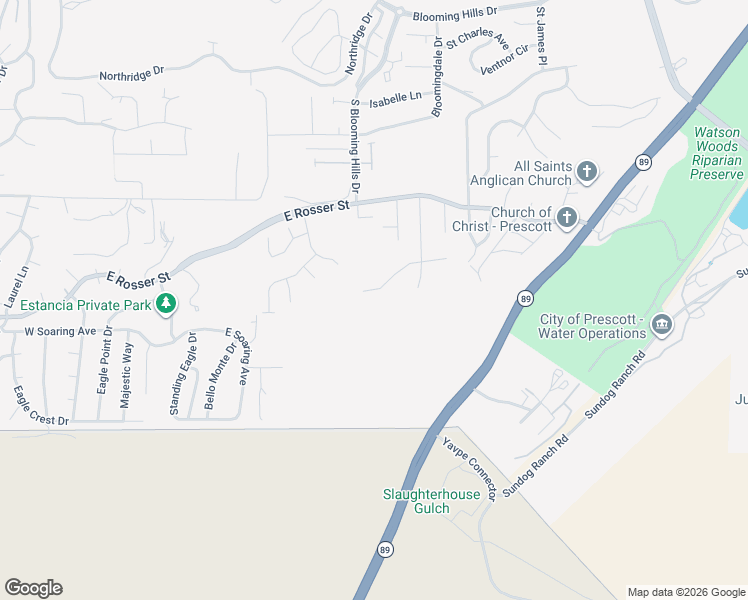 map of restaurants, bars, coffee shops, grocery stores, and more near 1284 Raindagger Drive in Prescott