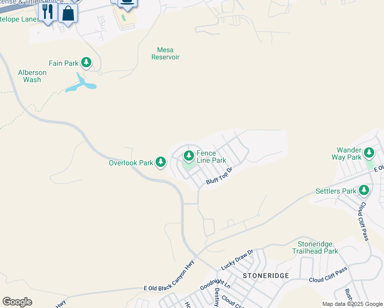 map of restaurants, bars, coffee shops, grocery stores, and more near 7008 East Lantern Lane East in Prescott Valley
