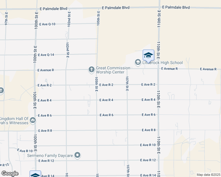 map of restaurants, bars, coffee shops, grocery stores, and more near 10608 East Avenue R-2 in Littlerock