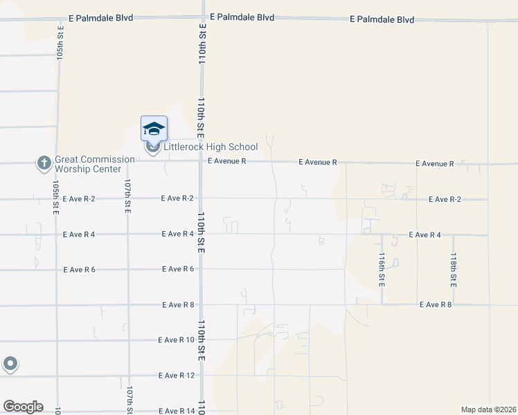 map of restaurants, bars, coffee shops, grocery stores, and more near 11138 East Avenue R-2 in Littlerock