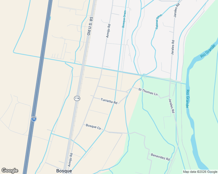 map of restaurants, bars, coffee shops, grocery stores, and more near 3 C C Pino Court in Belen
