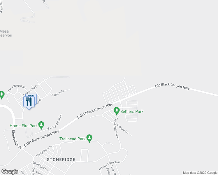map of restaurants, bars, coffee shops, grocery stores, and more near 7844 East Crooked Creek Trail in Prescott Valley