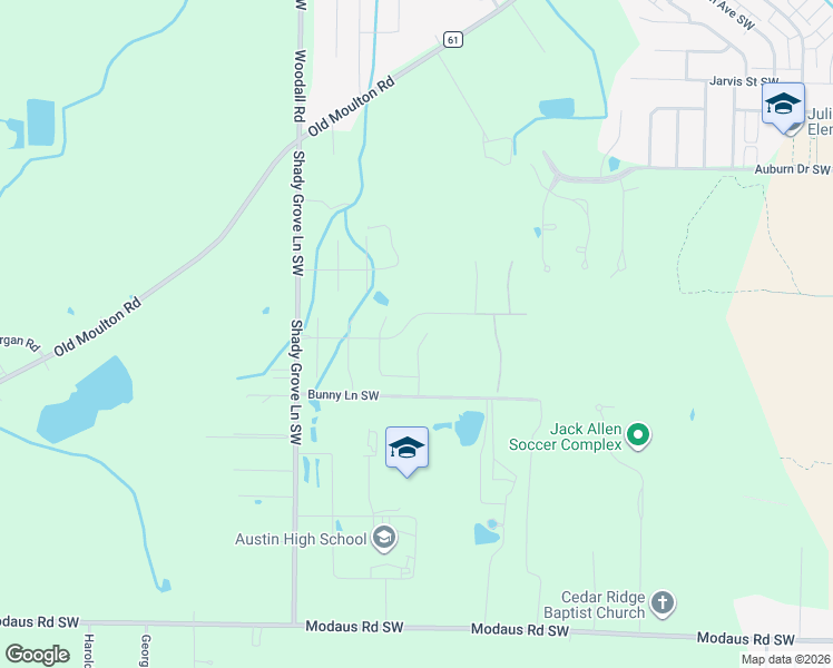 map of restaurants, bars, coffee shops, grocery stores, and more near 2303 Amberly Lane Southwest in Decatur