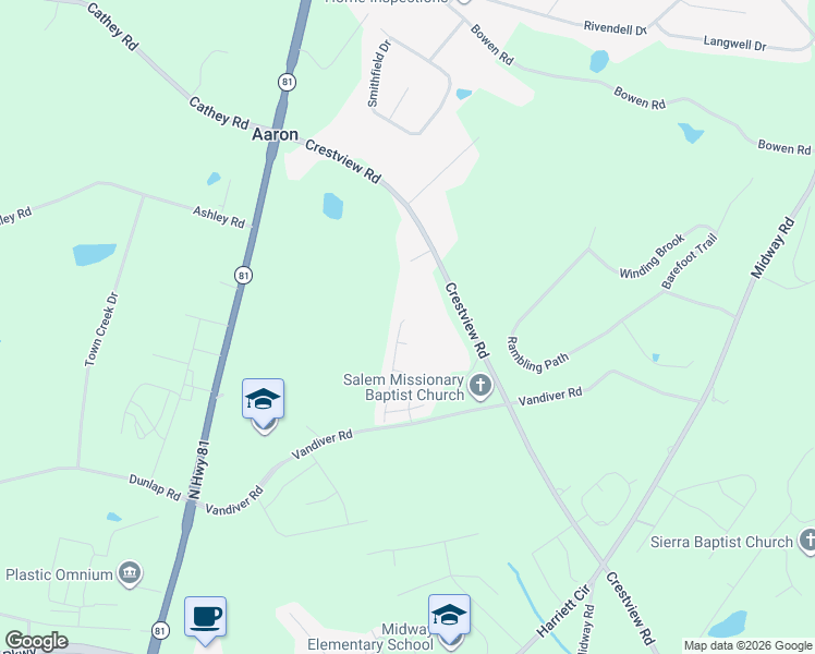map of restaurants, bars, coffee shops, grocery stores, and more near 122 Duraleigh Road in Anderson