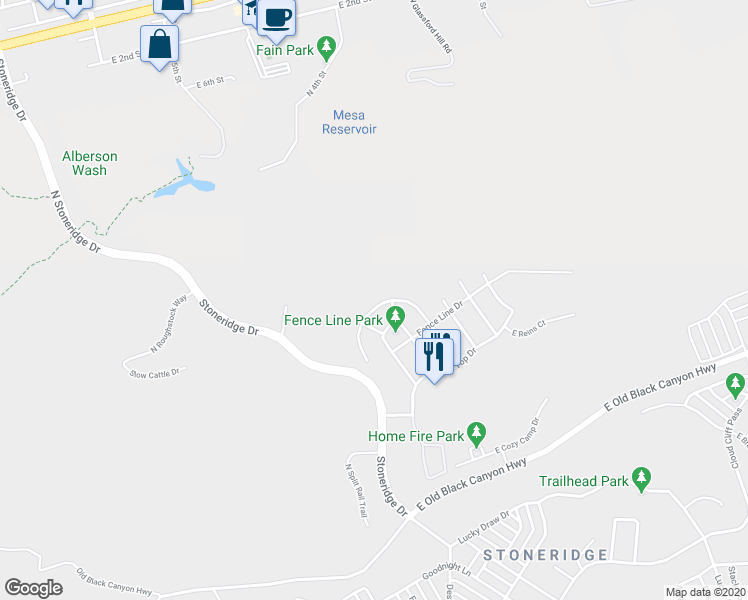 map of restaurants, bars, coffee shops, grocery stores, and more near 6974 Lynx Wagon Road in Prescott Valley
