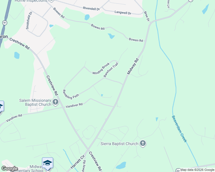 map of restaurants, bars, coffee shops, grocery stores, and more near 2916 Rambling Path in Anderson