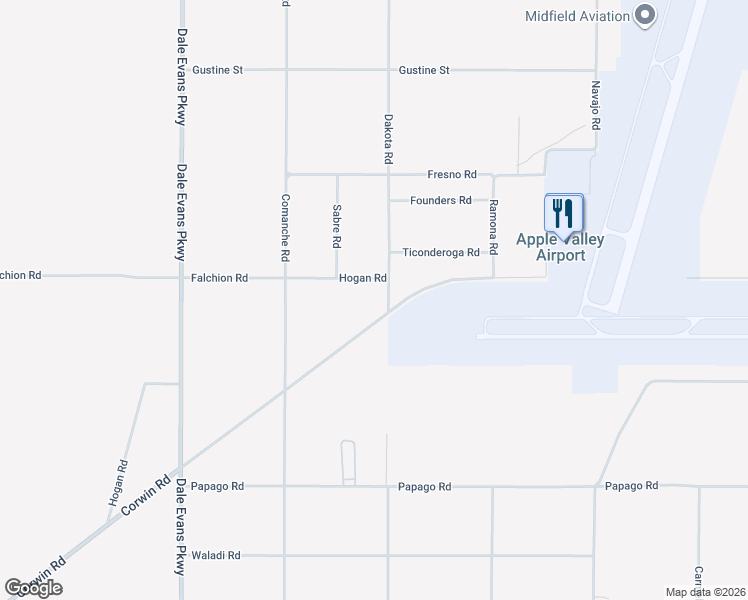 map of restaurants, bars, coffee shops, grocery stores, and more near 21284 Corwin Road in Apple Valley