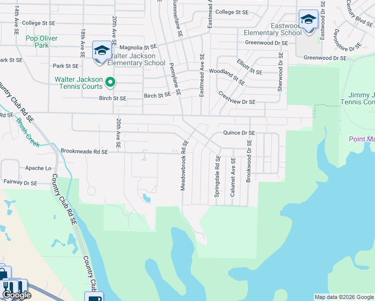 map of restaurants, bars, coffee shops, grocery stores, and more near 2302 Meadowbrook Road Southeast in Decatur