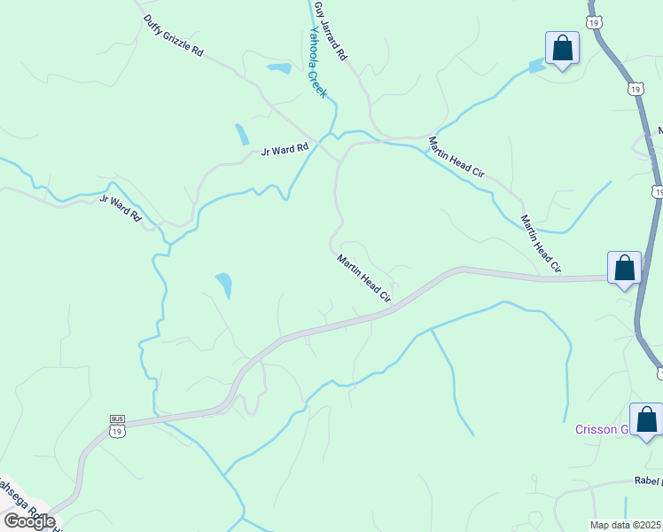 map of restaurants, bars, coffee shops, grocery stores, and more near 199 Martin Head Circle in Dahlonega